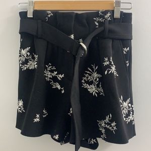 Maje Black Embroidery High Waisted Shorts